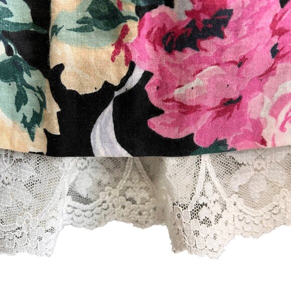 Vintage Jessica McClintock Novelty Floral Print Velvet Collar Dress 6X USA - Picture 3 of 9